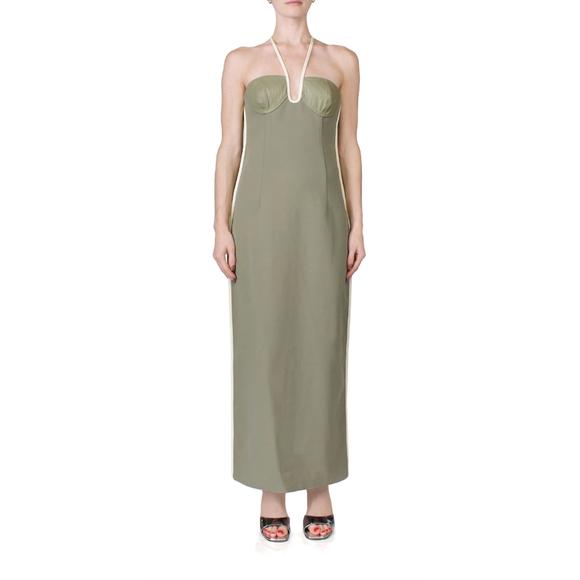 NEW PARIS GEORGIA nassia dress in khaki & cream